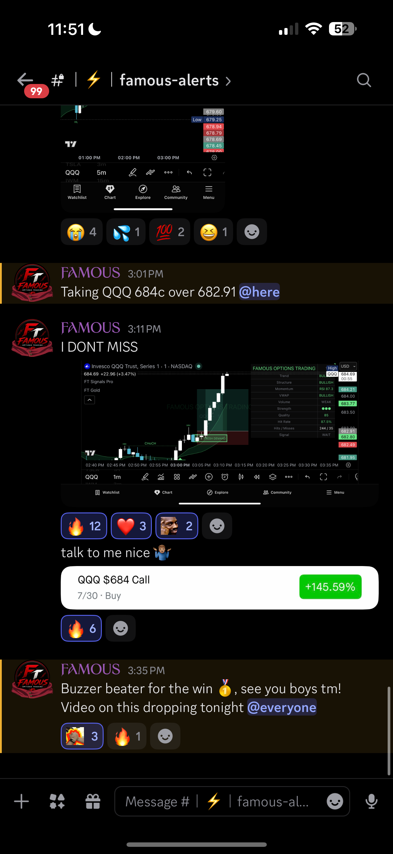 Screenshot from the famous alerts channel