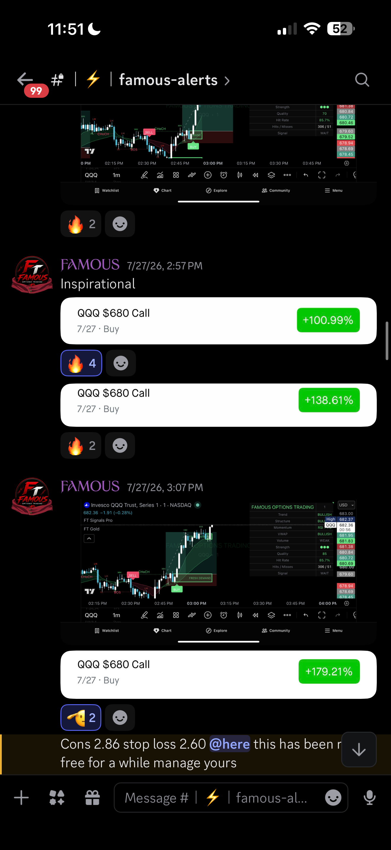 Screenshot from the famous alerts channel